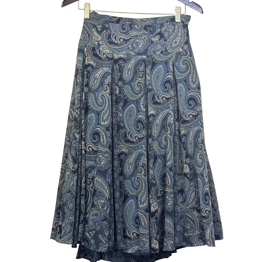 Coldwater‎ Creek midi skirt, green/black, bohemian, cottagecore, prairie, artsy